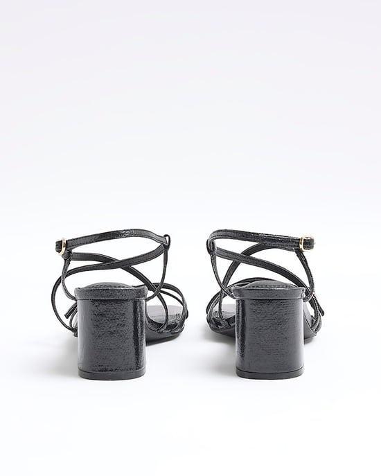 River Island Womens Strappy Sandals Black Wide Fit Block Heel