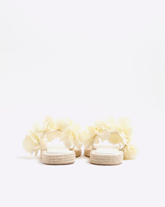 River Island Womens Flatform Sandals Cream Flower - Image 2