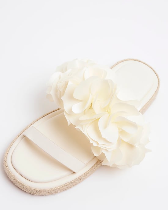River Island Womens Flatform Sandals Cream Flower - Image 3