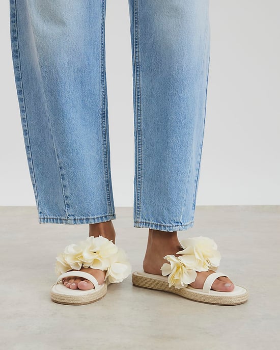 River Island Womens Flatform Sandals Cream Flower - Image 4