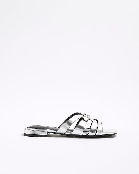 River Island Womens Mule Sandals Silver Strappy - Image 2