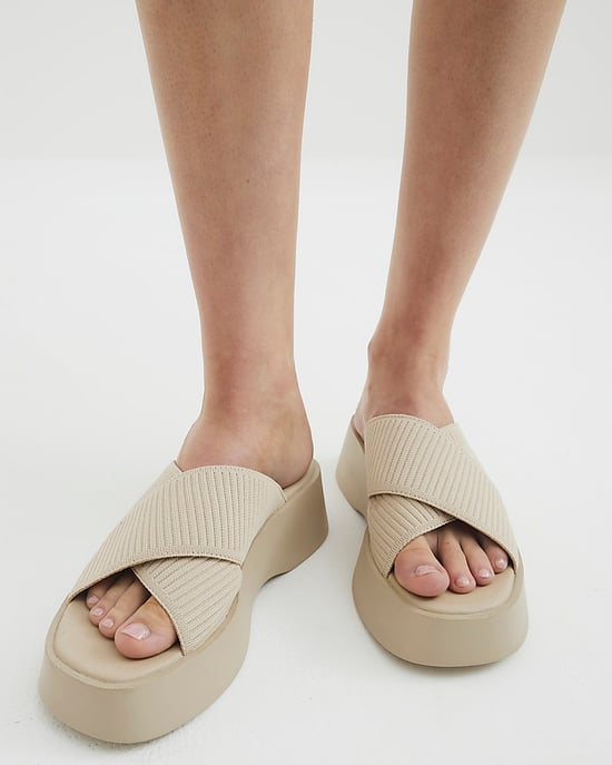River Island Womens Mule Sandals Cream Wide Fit Flatform - Image 5