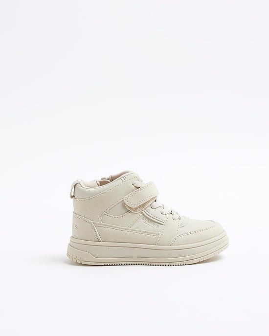 River Island Mini Boys Trainers Cream Velcro High Top - Image 2