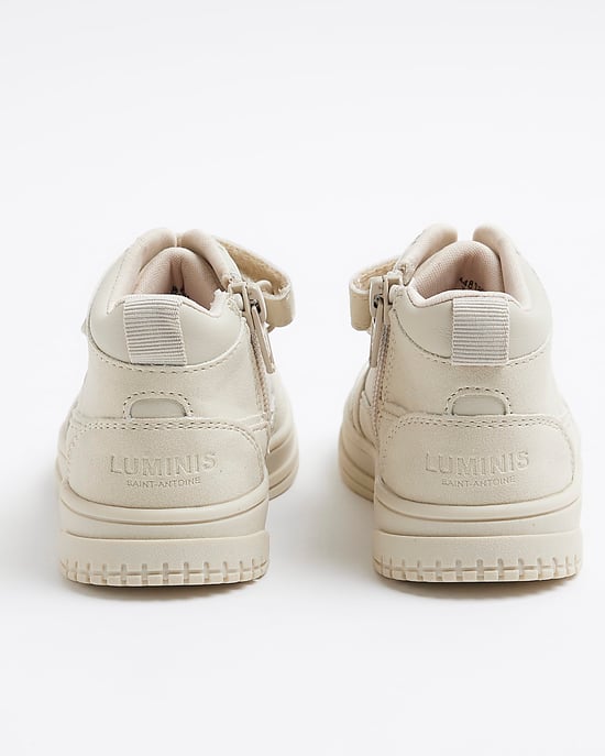 River Island Mini Boys Trainers Cream Velcro High Top - Image 3