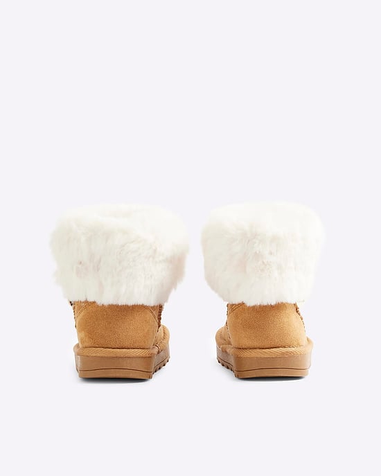 River Island Mini Girls Boots Beige Suedette - Image 3
