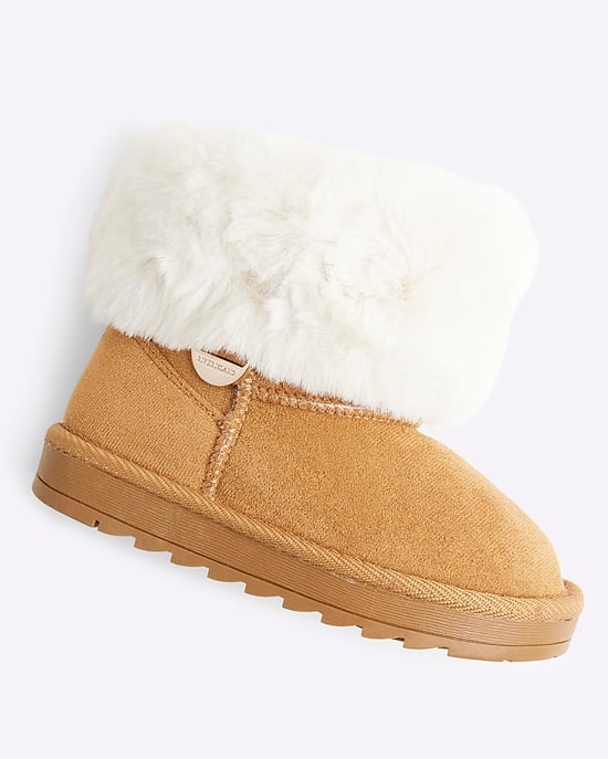 River Island Mini Girls Boots Beige Suedette - Image 4