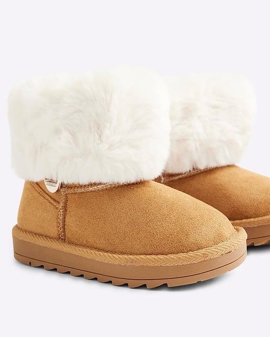 River Island Mini Girls Boots Beige Suedette - Image 5