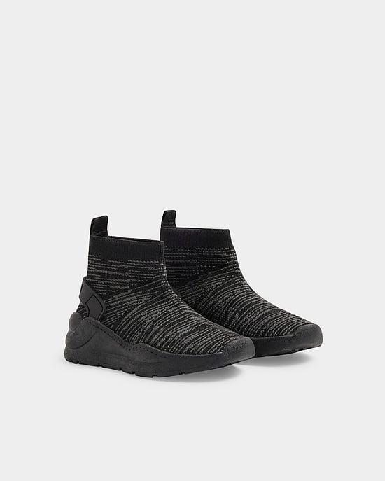 River Island Mini Boys Sock Trainers Black High Top - Image 1