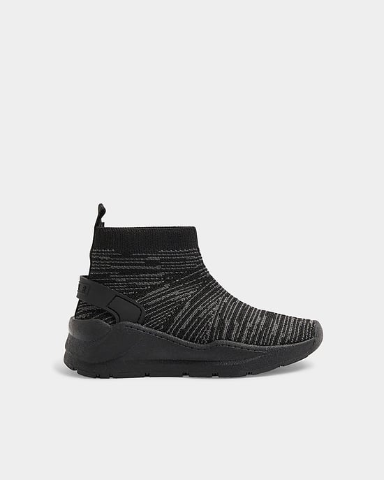 River Island Mini Boys Sock Trainers Black High Top - Image 2