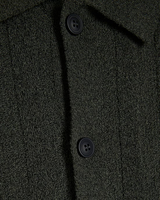 River Island Mens Shirt Khaki Boxy Fit Ribbed Boucle - Image 4