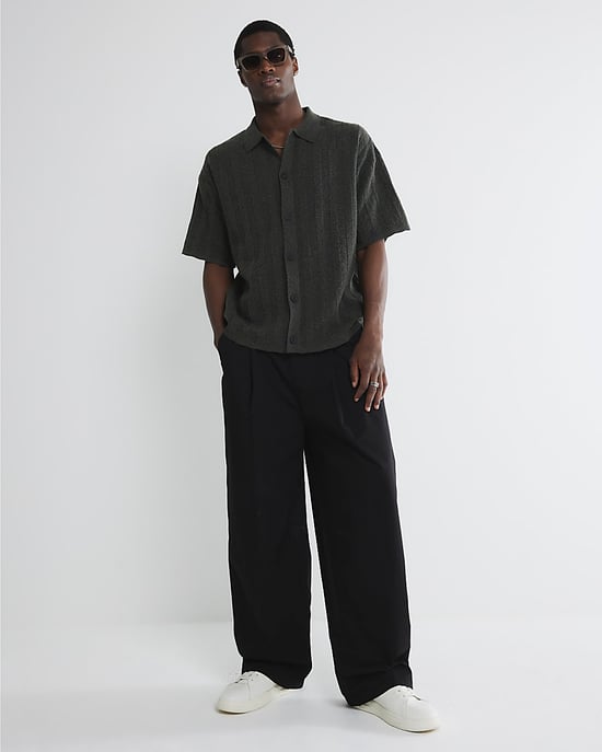River Island Mens Shirt Khaki Boxy Fit Ribbed Boucle - Image 5