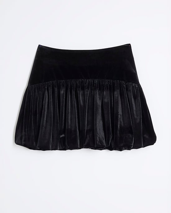 River Island Womens Mini Skirt Black Velvet Bubble Hem - Image 4