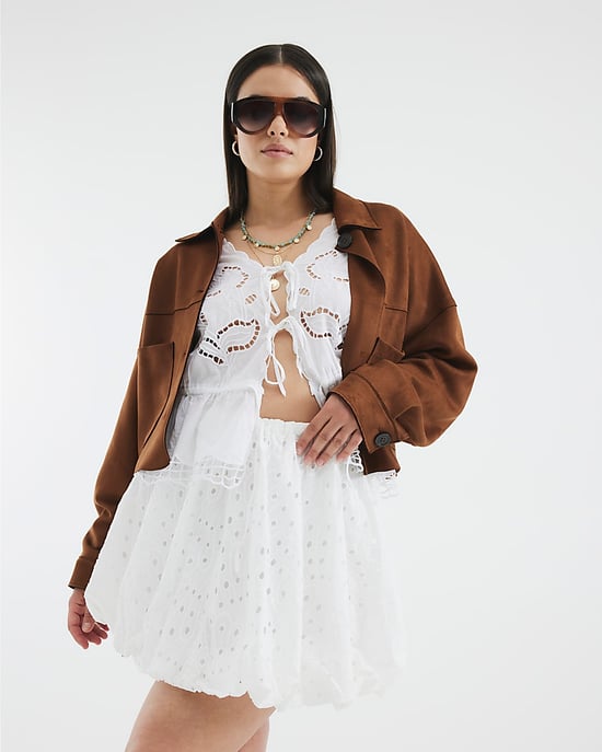 River Island Womens Mini Skirt White Broderie Bubble Hem - Image 5