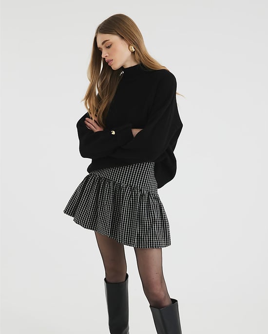 River Island Womens Mini Skirt Black Check Bubble Hem - Image 3