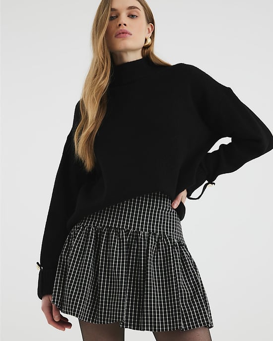 River Island Womens Mini Skirt Black Check Bubble Hem - Image 5