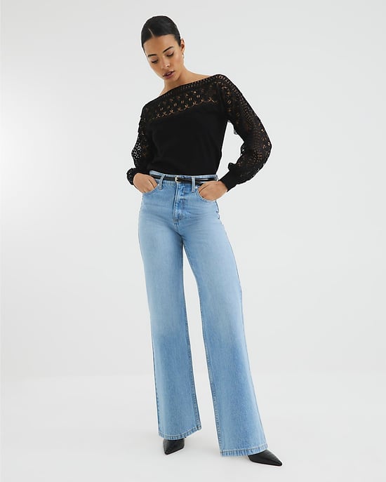River Island Womens Jumper Black Hybrid Lace Knit - Image 3