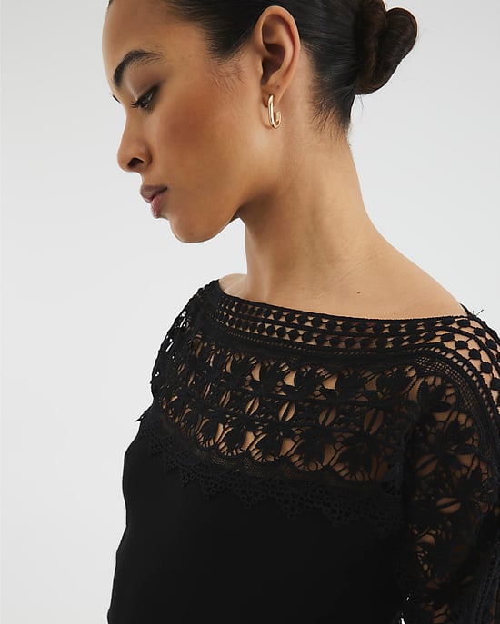 River Island Womens Jumper Black Hybrid Lace Knit - Image 5