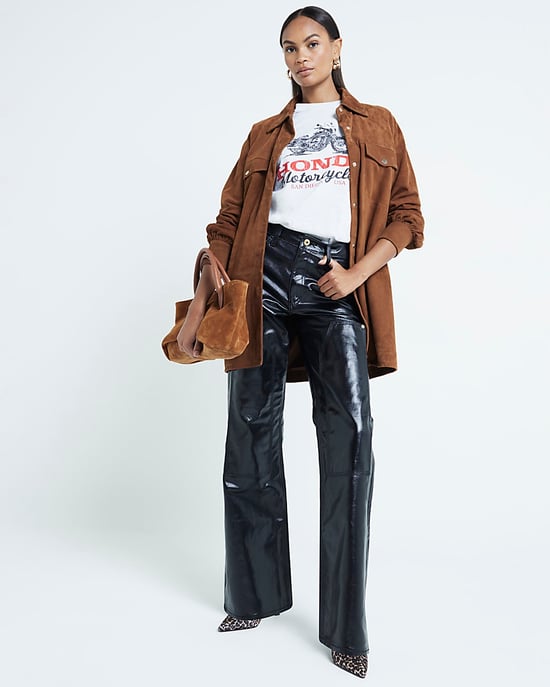 River Island Womens Coated Jeans Black Relaxed Straight - Image 1