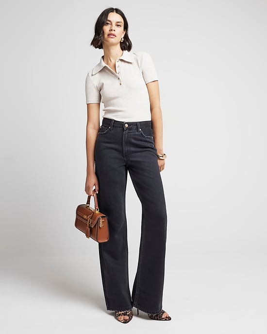 River Island Womens Straight Jeans Black Relaxed - Image 1