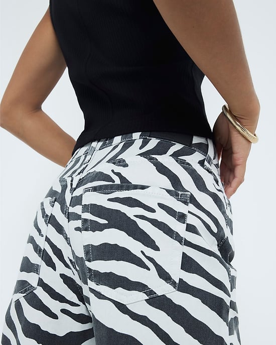 River Island Womens Straight Jeans Petite Black Zebra Relaxed - Image 3