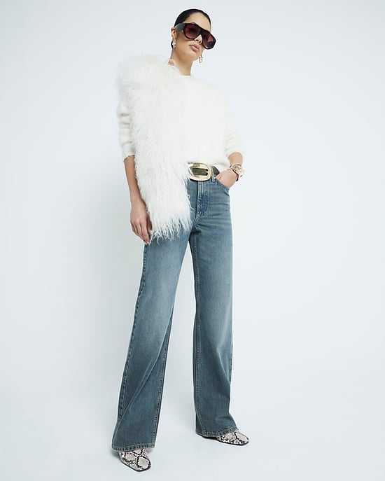 River Island Womens Straight Jeans Blue Relaxed - Image 2