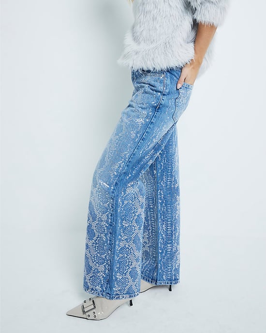 River Island Womens Straight Jeans Petite Blue Relaxed Snake - Image 2