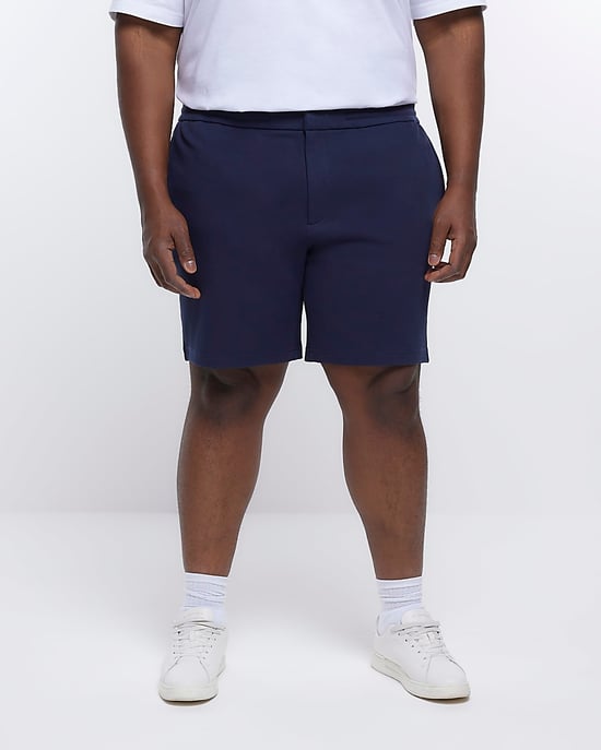 River Island Mens Shorts Big & Tall Navy Slim Fit Twill - Image 1