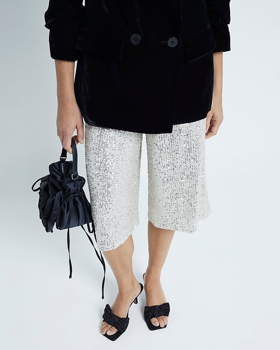 River Island Womens Bermuda Shorts Silver Sequin - Image 2