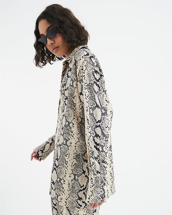 River Island Womens Shirt Cream Oversized Snake - Image 3