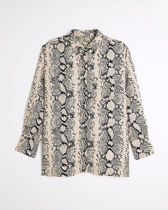 River Island Womens Shirt Cream Oversized Snake - Image 4
