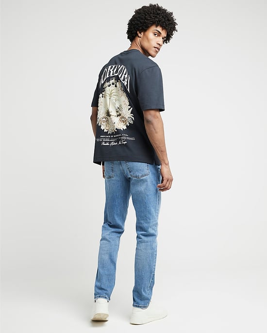 River Island Mens Slim Fit Jeans Blue - Image 3