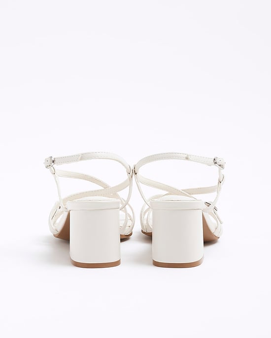 River Island Womens Sandals White Wide Fit Strappy Block Heel - Image 3