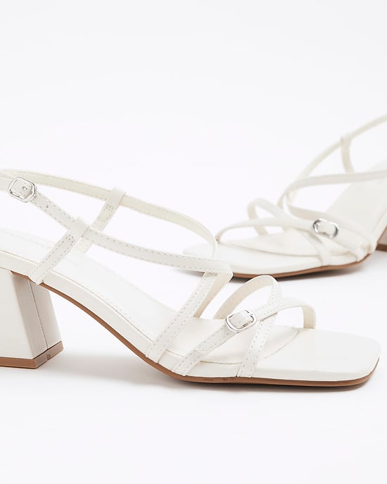 River Island Womens Sandals White Wide Fit Strappy Block Heel - Image 4
