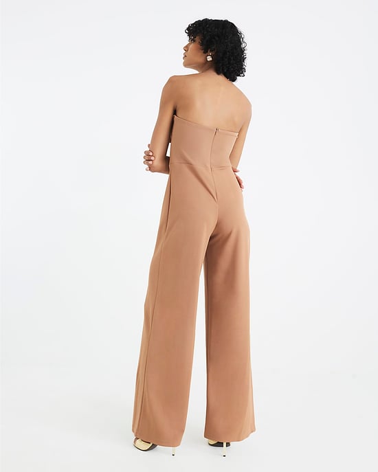 River Island Womens Jumpsuit Beige Sleeveless Bandeau Gold Detail - Image 2