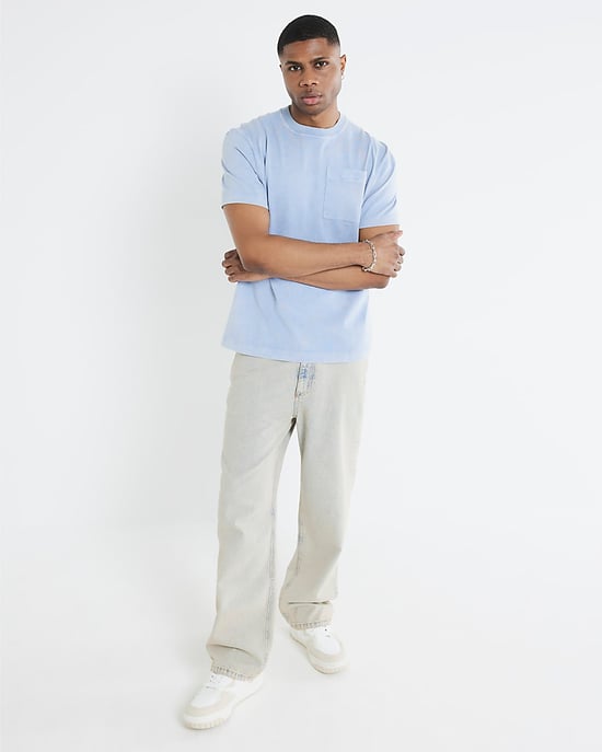 River Island Mens T-Shirt Blue Regular Fit Washed - Image 2