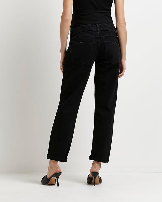 River Island Womens Mom Jeans Black Mid Rise Maternity - Image 3