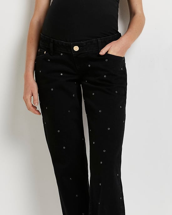 River Island Womens Mom Jeans Black Mid Rise Maternity - Image 4