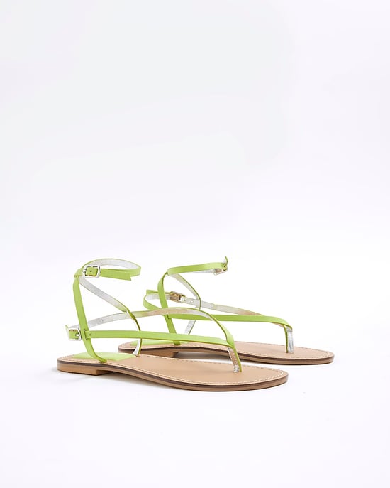 River Island Womens Thong Sandals Lime Toe - Image 1