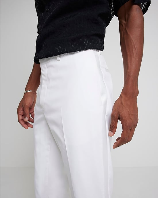 River Island Mens Tuxedo Trousers White - Image 3