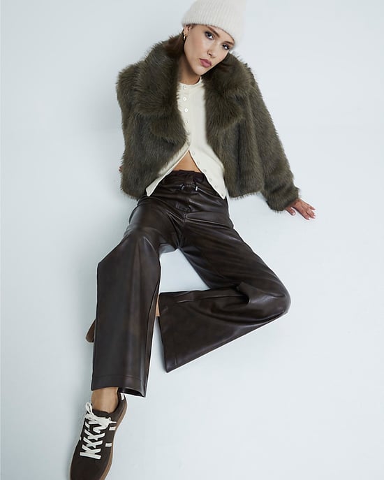 River Island Womens Trousers Brown Faux Leather Tailored Hybrid - Image 2