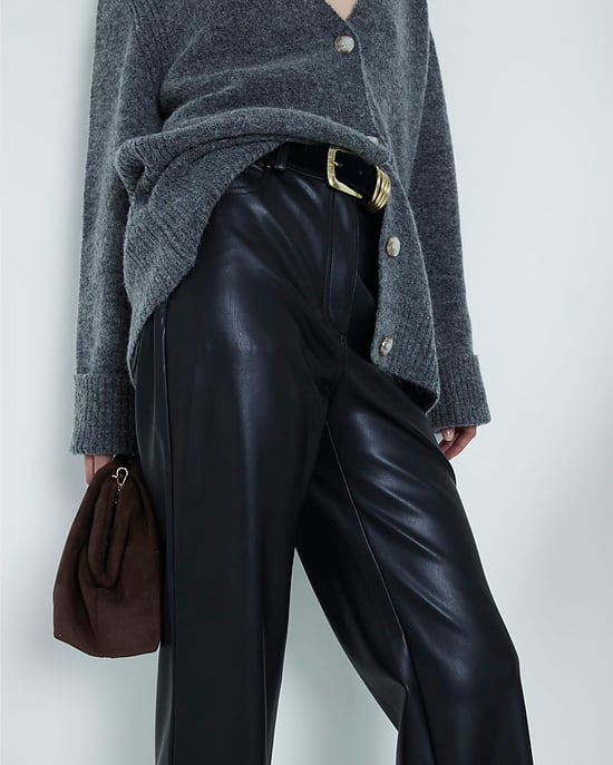 River Island Womens Straight Leg Trousers Black Faux Leather - Image 2