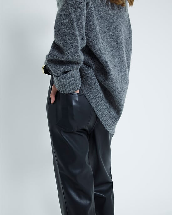 River Island Womens Straight Leg Trousers Black Faux Leather - Image 3