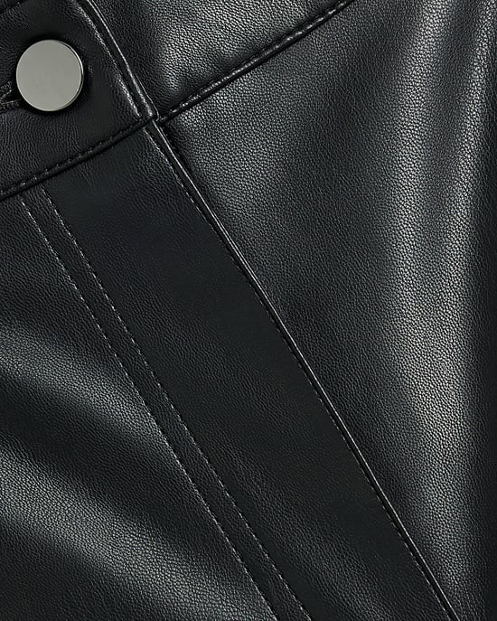 River Island Womens Straight Leg Trousers Black Faux Leather - Image 4