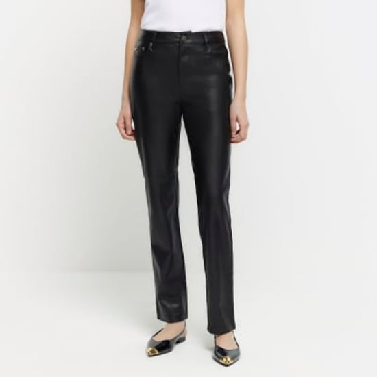 River Island Womens Straight Trousers Black Faux Leather - Image 1