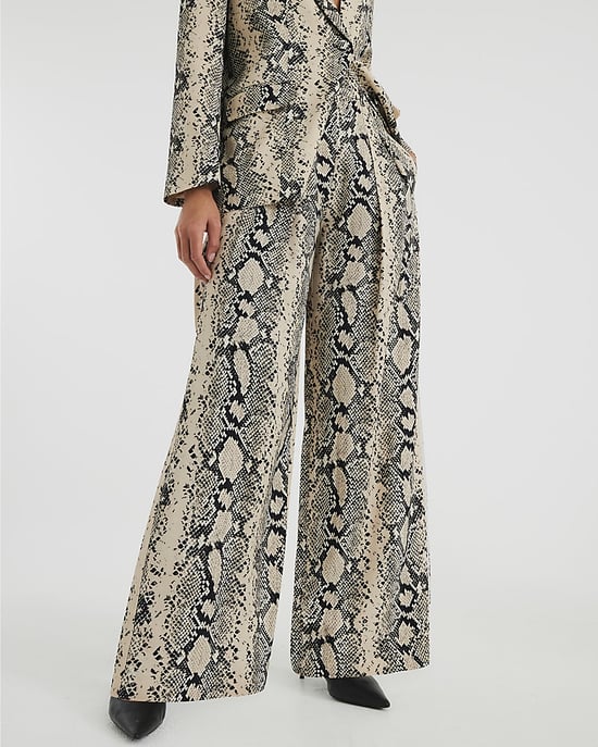 River Island Womens Wide Leg Trousers Cream Snake - Image 1