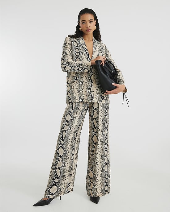 River Island Womens Wide Leg Trousers Cream Snake - Image 2