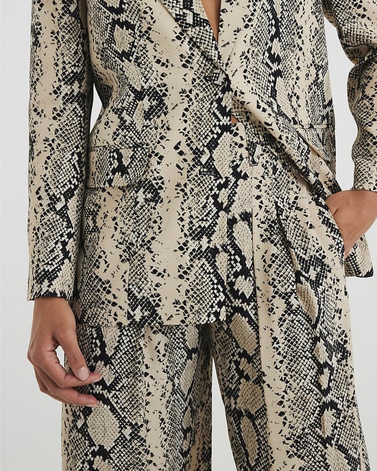River Island Womens Wide Leg Trousers Cream Snake - Image 3