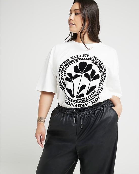 River Island Womens Wide Leg Trousers Plus Black Faux Leather - Image 3