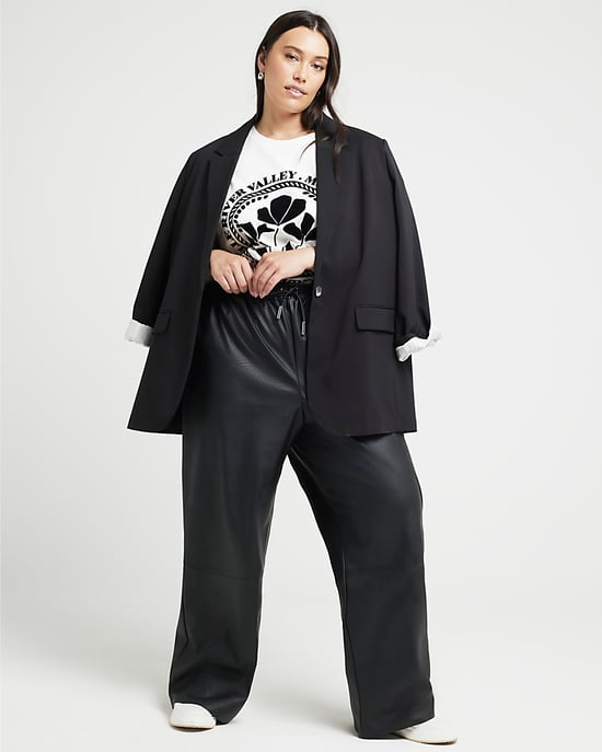 River Island Womens Wide Leg Trousers Plus Black Faux Leather - Image 5