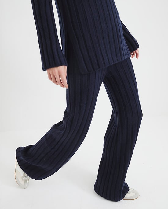 River Island Womens Flared Trousers Navy Ribbed - Image 5